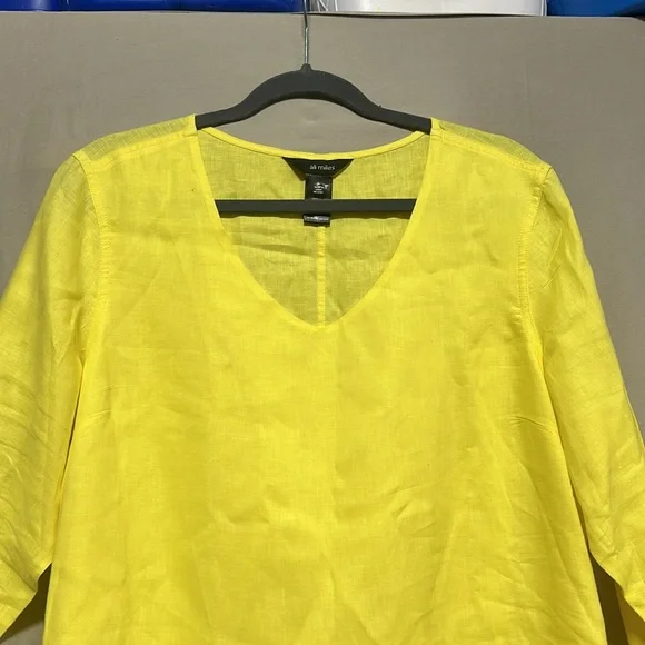 Ali Miles linen yellow tunic top / Size L / Box 5-35 - Picture 4 of 8